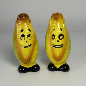 Vintage Anthropomorphic Corn Salt & Pepper Shakers 1960s Kitschy Kitchen Decor
